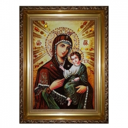 Amber Icon of the Blessed Virgin Mary of Smolensk 40x60 cm Amber Icon of the Blessed Virgin Mary of Smolensk 40x60 cm - фото