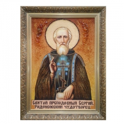 The Amber Icon The Monk Sergius of Radonezh The Wonderworker 30x40 cm - фото