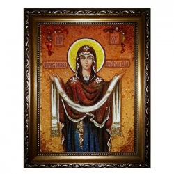 Amber Icon Cover of the Blessed Virgin Mary 30x40 cm Amber Icon Cover of the Blessed Virgin Mary 30x40 cm - фото