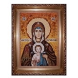 Amber Icon of the Blessed Virgin Mary Hearer 15x20 cm