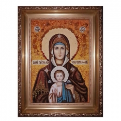 Amber Icon of the Blessed Virgin Mary Hearer 15x20 cm Amber Icon of the Blessed Virgin Mary Hearer 15x20 cm - фото