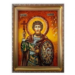 Amber Icon Holy Martyr Andrew Stratilat 15x20 cm - фото