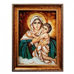 The Amber Icon of the Blessed Virgin with the Child Jesus 60x80 cm The Amber Icon of the Blessed Virgin with the Child Jesus 60x80 cm - фото