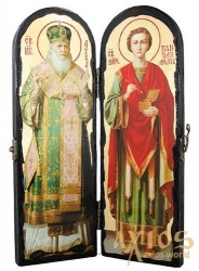 An icon for the old times St. Luke the Crimean and Holy Healer Panteleimon Warehouse double 10x30 cm An icon for the old times St. Luke the Crimean and Holy Healer Panteleimon Warehouse double 10x30 cm - фото