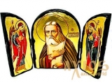 The icon under the antiquity The Reverend Seraphim of Sarov, the Wonderworker The folded triple 14x10 cm