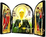 Icon for the old days Holy Blessed Matrona Moscow Skladen triple 14x10 cm