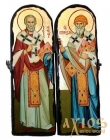 Icon under the antiquity Sainted Spyridon of Trimiphuntsky and St. Nicholas the Wonderworker Warehouse double 10x30 cm