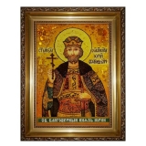 Amber Icon Holy Prince Yury 30x40 cm