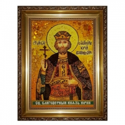 Amber Icon Holy Prince Yury 30x40 cm Amber Icon Holy Prince Yury 30x40 cm - фото