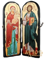 The icon under the old days The Lord Almighty and the Blessed Virgin The folded double 10x30 cm The icon under the old days The Lord Almighty and the Blessed Virgin The folded double 10x30 cm - фото