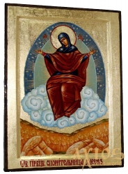 Икона Пресвятая Богородица Спорительница хлебов Греческий стиль в позолоте  без шкатулки - фото
