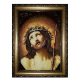 Amber Icon of the Lord in a crown of thorns 15x20 cm