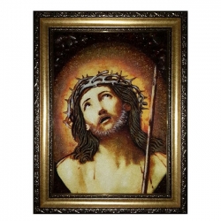 Amber Icon of the Lord in a crown of thorns 30x40 cm Amber Icon of the Lord in a crown of thorns 30x40 cm - фото