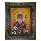 Amber Icon of St. Spyridon of Trimiphound 30x40 cm