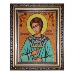 Янтарная икона Святой праведный Артемий 80x120 см - фото
