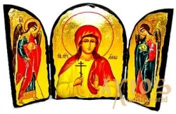 The icon under the antiquity The Holy Martyr Alla Skladen triple 14x10 cm The icon under the antiquity The Holy Martyr Alla Skladen triple 14x10 cm - фото