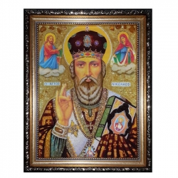 The Amber Icon Saint Nicholas the Wonderworker 30x40 cm The Amber Icon Saint Nicholas the Wonderworker 30x40 cm - фото