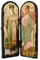 An icon for the old days St. Luke the Krymsky and the Holy Guardian Angel The folded double 10x30 cm - фото