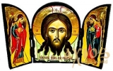 The icon under the antiquity The Savior Not Made by Hands The folded triple 14x10 cm