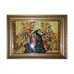 Amber icon Baptism of the Lord Jesus Christ 60x80 cm Amber icon Baptism of the Lord Jesus Christ 60x80 cm - фото