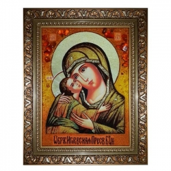 Amber Icon The Blessed Virgin Mary Igorevskaya 40x60 cm Amber Icon The Blessed Virgin Mary Igorevskaya 40x60 cm - фото