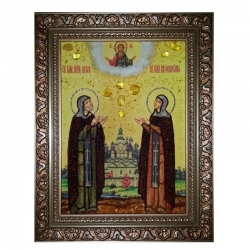 The Amber Icon Saint Peter and Fevronia 30x40 cm The Amber Icon Saint Peter and Fevronia 30x40 cm - фото