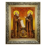 Amber icon The Monk Zosima and Savvatiy Solovetsky 60x80 cm