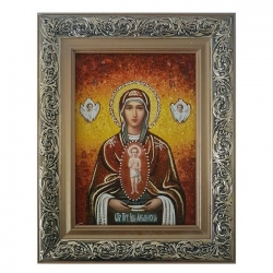 Amber Icon The Blessed Virgin Albazinskaya 15x20 cm - фото