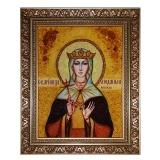 Amber icon Saint Ludmila the Czech 15x20 cm