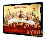 The icon under the antiquity The Last Supper with gilding 17x23 cm