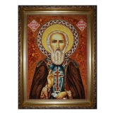 The Amber Icon of St. Sergius of Radonezh 15x20 cm