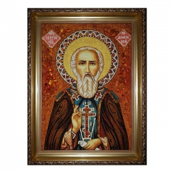 The Amber Icon of St. Sergius of Radonezh 60x80 cm The Amber Icon of St. Sergius of Radonezh 60x80 cm - фото