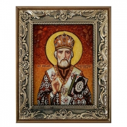 The Amber Icon Saint Nicholas the Wonderworker 80x120 cm The Amber Icon Saint Nicholas the Wonderworker 80x120 cm - фото