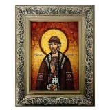 Amber Icon Holy Prince Oleg Bryansky 15x20 cm