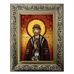 Amber Icon Holy Prince Oleg Bryansky 15x20 cm - фото