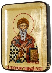 Икона Святитель Спиридон Тримифунтский Греческий стиль в позолоте  без шкатулки - фото