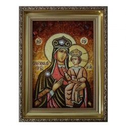 Amber Icon of the Blessed Virgin Mary of Ozeryanskaya 30x40 cm - фото