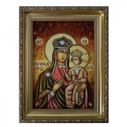 Amber Icon of the Blessed Virgin Mary of Ozoryanskaya 40x60 cm Amber Icon of the Blessed Virgin Mary of Ozoryanskaya 40x60 cm - фото