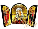 Icon under the antiquity Holy Mother of God Tenderness Warehouse triple 14x10 cm