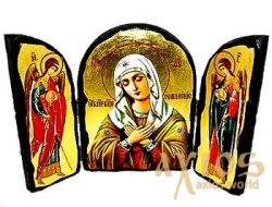 Icon under the antiquity Holy Mother of God Tenderness Warehouse triple 14x10 cm Icon under the antiquity Holy Mother of God Tenderness Warehouse triple 14x10 cm - фото