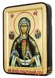 Икона Пресвятая Богородица В родах Помощница Греческий стиль в позолоте  без шкатулки - фото