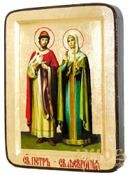 Икона Святые благоверные Петр и Феврония Муромские Греческий стиль в позолоте 21x29 см - фото