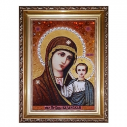 Amber Icon of the Blessed Virgin Mary of Kazan 80x120 cm Amber Icon of the Blessed Virgin Mary of Kazan 80x120 cm - фото