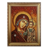 Amber Icon of the Blessed Virgin Mary of Kazan 30x40 cm
