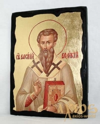 Икона под старину Святитель Василий Великий с позолотой 21x29 см - фото