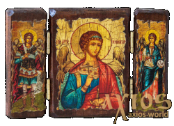 Icon for the Ancient Angel Guardian folding triple 14x10 cm Icon for the Ancient Angel Guardian folding triple 14x10 cm - фото