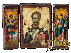 The icon under the olden times Saint Nicholas the Wonderworker a folding triple 14x10 cm The icon under the olden times Saint Nicholas the Wonderworker a folding triple 14x10 cm - фото