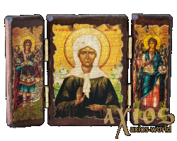 Icon under the antiquity Holy Blessed Matrona Moscow warehouse triple 14x10 cm Icon under the antiquity Holy Blessed Matrona Moscow warehouse triple 14x10 cm - фото