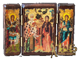 The icon under the old days Saint Cyprian and Justina fold a triple 14x10 cm The icon under the old days Saint Cyprian and Justina fold a triple 14x10 cm - фото