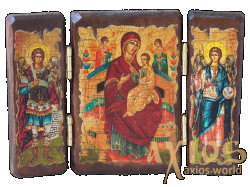 The icon under the antiquity of the Blessed Virgin Mary Vsezarica is folded in triple 14x10 cm The icon under the antiquity of the Blessed Virgin Mary Vsezarica is folded in triple 14x10 cm - фото